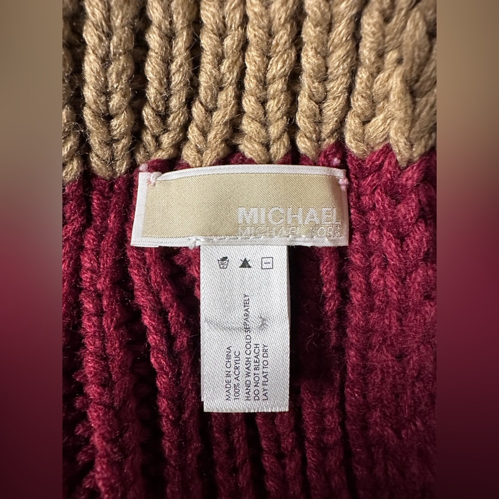 Michael Kors Infinty Scarf- white, tan, burgundy colors - Picture 7 of 12